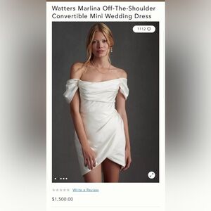 Watters Marlina Off-The-Shoulder Convertible Mini Wedding Dress - Size 12